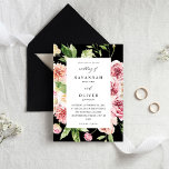 ピンク&ピーチフローラ&グリーン結婚リーズ – ブラック 招待状<br><div class="desc">この結婚式招待状は、ピンクと桃の水の色の手の色彩の鮮やか花模様が黒い表面にあるドラマチックな効果エレガントを提供する。ピンクと桃のパレット素晴らしは、夏と春の結婚式のほとんどすべてのテーマ用である。私たちの結婚テンプレートは、あなたの結婚式招待状を迅速に作成するためのit簡単を作る。必要なのは情報だけだ。RSVPやその他の結婚文房具も以下の一致コレクションで利用可能である。今すぐ結婚式招待状を作成ピンク&ピーチのフローラ&緑のフローラ結婚 – ブラック結婚式招待状。一致するコレクション： https://www.zazzle.com/collections/pink_peach_floral_greenery_invitation_suite-119811879519317605?rf=238937196885903396</div>