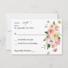 ピンク&ピーチフローラ&グリーンno Meal RSVP