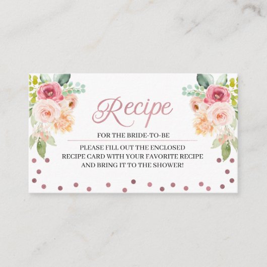 ピンク&ピーチブライダルシャワーレシピエンクロージャカード エンクロージャーカード (正面)