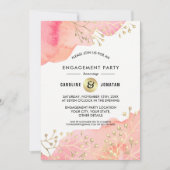 ピンク |ピーチボタニカル婚約パーティ招待状 招待状 (正面)
