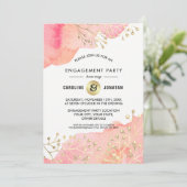 ピンク |ピーチボタニカル婚約パーティ招待状 招待状 (スタンド正面)