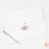 ピンク・ピーチ・イエローの花のステッカー ラウンドシール (封筒)
