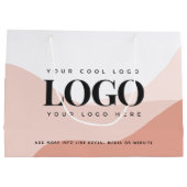 ピンク＆ピーチ ボホ モダン 企業ロゴ追加可能 ラージペーパーバッグ (裏面)