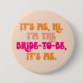 ピンク ピーチ レトロ ハイ、イッツ ミー 花嫁になるボタン 缶バッジ (正面)