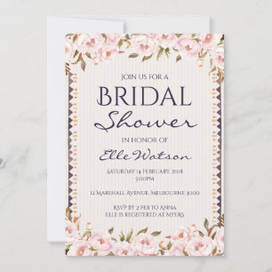 ピンク·ピーニーズ·ブライダル·シャ結婚ワー·インビテーション 招待状