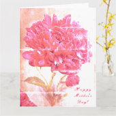 ピンク・ピーニー・フラワーズ・マザーズ・デイ・ビッグ カード (黄色い花)