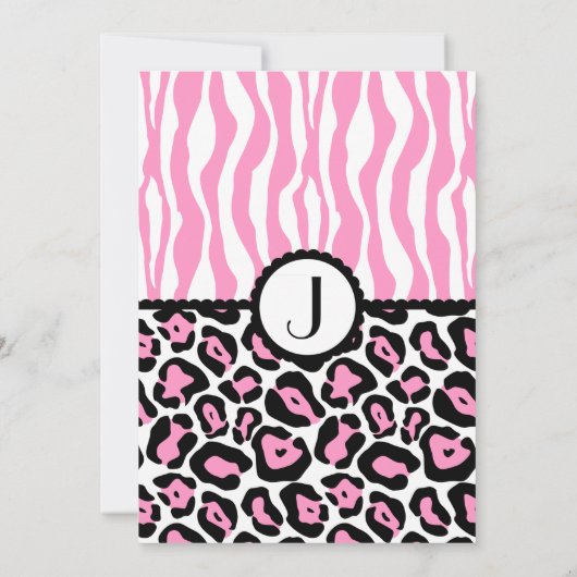 ピンク&ファンシーブラックサファリガールベビーシャワー 招待状 (裏面)