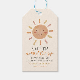 ピンク ファーストトリップ アラウンド ザ サン 1歳の誕生日パーティー ギフトタグ