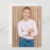 ピンク・ファースト・ホーリー・コミュニオン白い花の写真 招待状 (裏面)