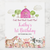 ピンク ファームハウス 動物 バーンヤード 緑 ワイン ワインラベル (シングルラベル)