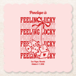 ピンク フィーリング ラッキー バチェロレッテ パーティーコースター ペーパーコースター