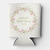 ピンク フェミニン ガーデン フラワー カスタム ブライダル シャワー 缶クーラー (正面)