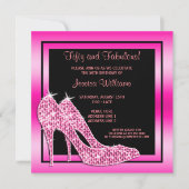 ピンク·フエレガントィフティー&素晴らしい誕生日パーティー 招待状 (正面)