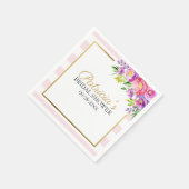 ピンク&フォイルフェイク金ゴールドフローラブライダルシャワー スタンダードカクテルナプキン (角)