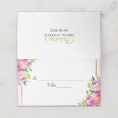 ピンク&フォイルフェイク金ゴールドフローラブライダルシャワー プレイスカード (外部開封)