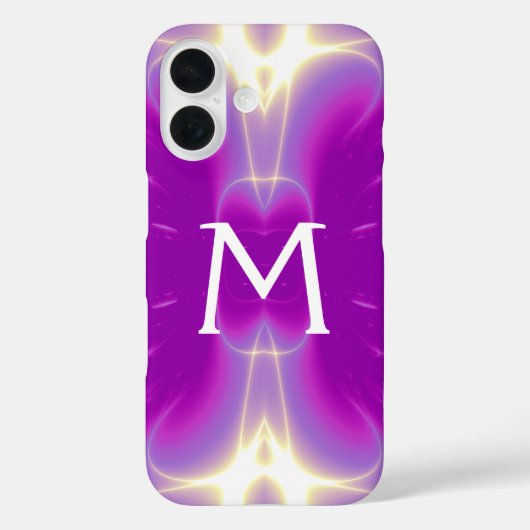 ピンク フクシア パープル フラクタル 光の波 モノグラム Case-Mate iPhoneケース (裏面)