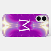 ピンク フクシア パープル フラクタル 光の波 モノグラム Case-Mate iPhoneケース (裏面 (横))