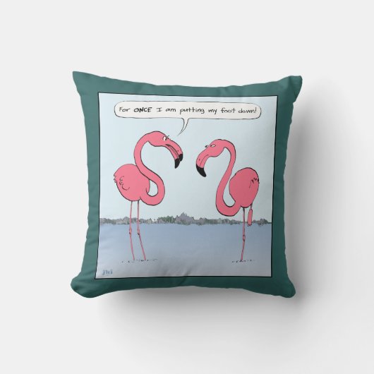 ピンク·フユーモアのあるラミンゴス·カートゥーン-コーニー·ジョーク クッション (正面)