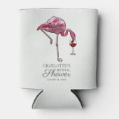 ピンク フラミンゴ スクリプト サマー ブライダル シャワー カスタム 缶クーラー (正面)