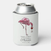 ピンク フラミンゴ スクリプト サマー ブライダル シャワー カスタム 缶クーラー (缶裏面)