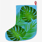ピンク・フラミンゴ、熱帯葉の ラージクリスマスストッキング (裏面)
