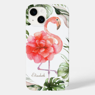 ピンク フラミンゴ 花 ゴールド コンフェティ ヤシの葉 Case-Mate iPhone 14ケース