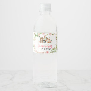 ピンク フラワー ウッドランド ベビーシャワー ペットボトルラベル