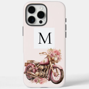 ピンク フラワー オートバイ モノグラム iPhone 16 PRO MAXケース