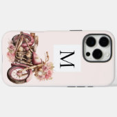 ピンク フラワー オートバイ モノグラム Case-Mate iPhoneケース (裏面 (横))
