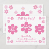 ピンク フラワー グラム 招待状 (正面/裏面)