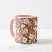 ピンク フラワー コーヒーマグ マグカップ (正面左)