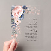 ピンク フラワー スクリプト 水彩 結婚式 アクリル招待状 (インサイチュ (ポータブル))