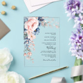 ピンク フラワー スクリプト 水彩 結婚式 アクリル招待状 (インサイチュ (ウェディング))