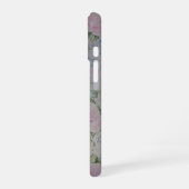 ピンク フラワー バラ ビンテージ モノグラム iPhone 16ケース (左側面)