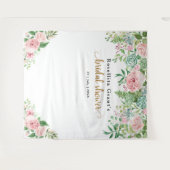 ピンク フラワー ファブ クール ブライダル シャワー タペストリー (正面(横))