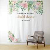 ピンク フラワー ファブ クール ブライダル シャワー タペストリー (インサイチュ)