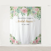 ピンク フラワー ファブ クール ブライダル シャワー タペストリー (正面)