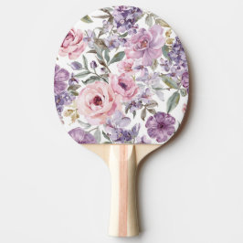 ピンク フラワー ラベンダー 薔薇 水彩 紫の花 卓球ラケット