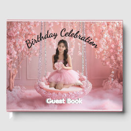 ピンク フラワー 名前入り 誕生日 インビテーション ゲストブック