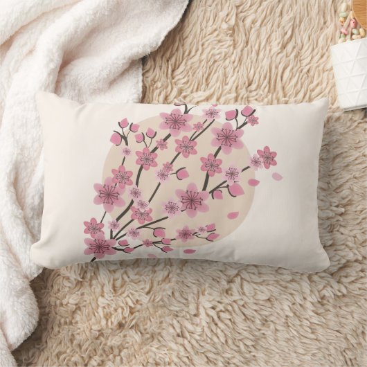 ピンク フラワー 桜 桜の花びら    ランバークッション (ブランケット)