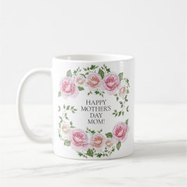 ピンク フラワー 薔薇のリース ハッピー マザーズデー コーヒーマグカップ