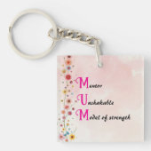 ピンク フラワー MUM アクロニム 母の日 キーホルダー (正面)