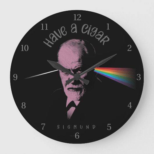 ピンク・フロイト（葉巻を吸う） ラージ壁時計 (正面)