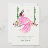 ピンク&フローラウォーターカラーキンセニェラ招待状 招待状 (裏面)