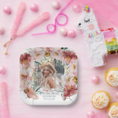 ピンク・フローラガーリー・フォト卒業パーティー ペーパープレート (パーティー)