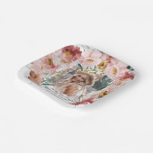 ピンク・フローラガーリー・フォト卒業パーティー ペーパープレート (傾斜あり)