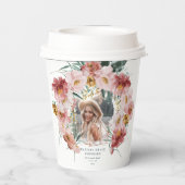 ピンク・フローラガーリー・フォト卒業パーティー 紙コップ (裏面)