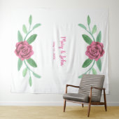 ピンク フローラル グリーン フォリアージ フォト バックドロップ タペストリー (インサイチュ(横))