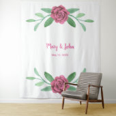 ピンク フローラル グリーン フォリアージ フォト バックドロップ タペストリー (インサイチュ)