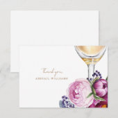 ピンク フローラル シャンパン シャワー サンクス II サンキューカード (正面/裏面)